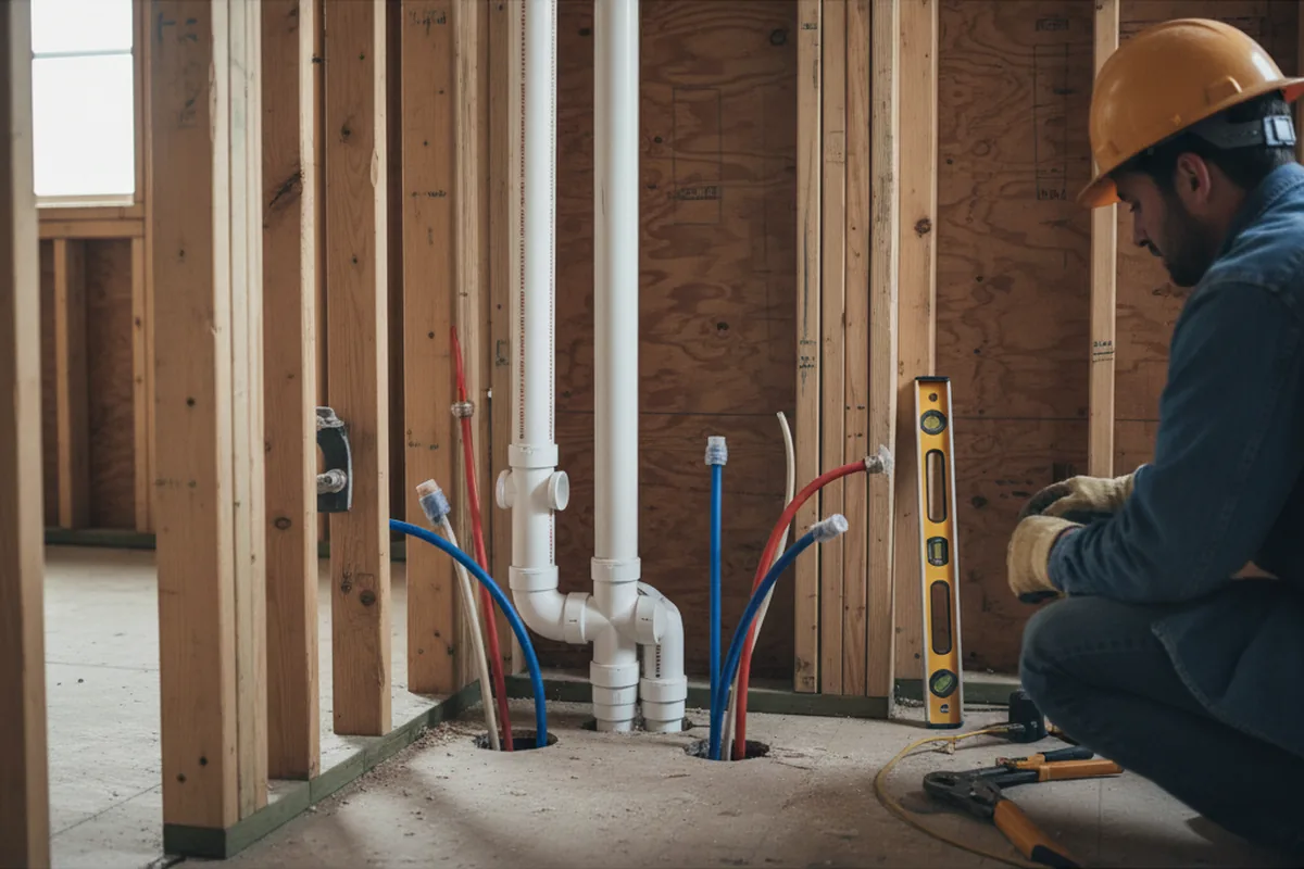 Drain and supply rough-in during Toilet Repair and Installation in Kensington